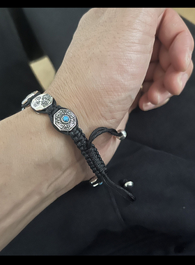 泰国手工银手链 六字真言手工编织 精致男人手链 正品925银