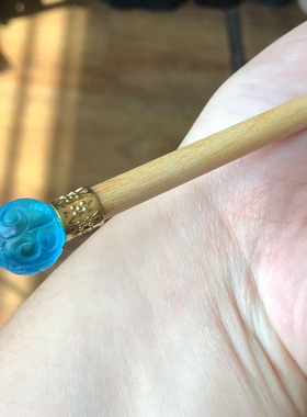 雕花步摇老琉璃珍珠玉髓朱砂发簪