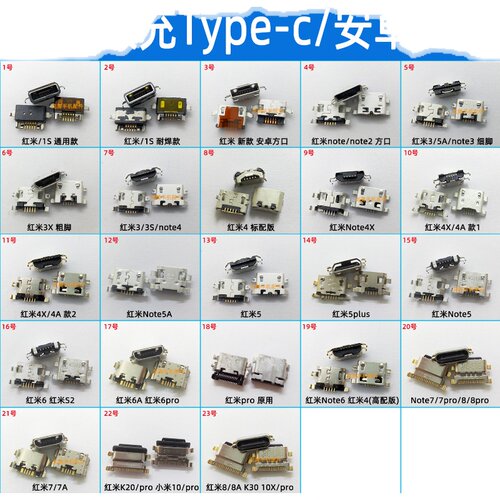 充电尾插适用红米NOTE5 NOTE7 NOTE8pro K20 K30 4X 8A 3 4 5A 6 - 图3