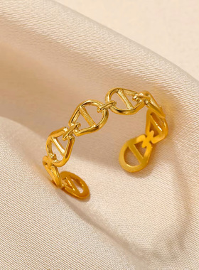 跨境新品欧美不锈钢爱心几何戒指女士开口可调节饰品日常佩戴批发