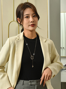 清新甜美简约项链女几何流苏轻奢抽拉长款毛衣链锁骨链配饰品批发