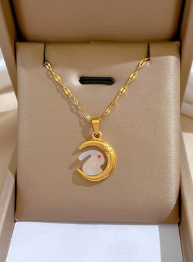 【通体钛钢】几何星球个性极简风炉内真金项链女ins网红锁骨链