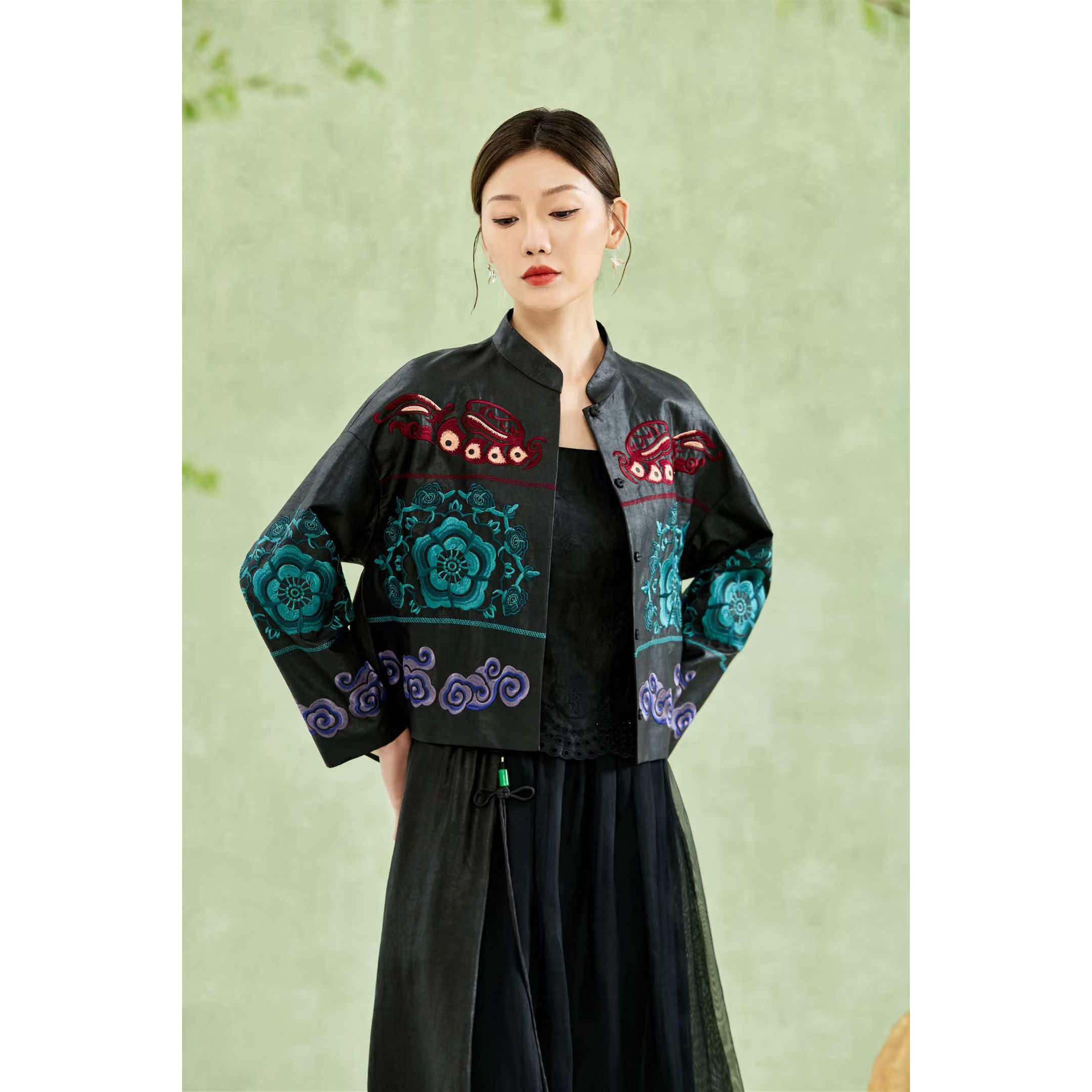 新中式国风桑蚕丝刺绣立领马甲女复古真丝上装背心,淘宝优惠券,粉丝福利购,淘宝优惠卷