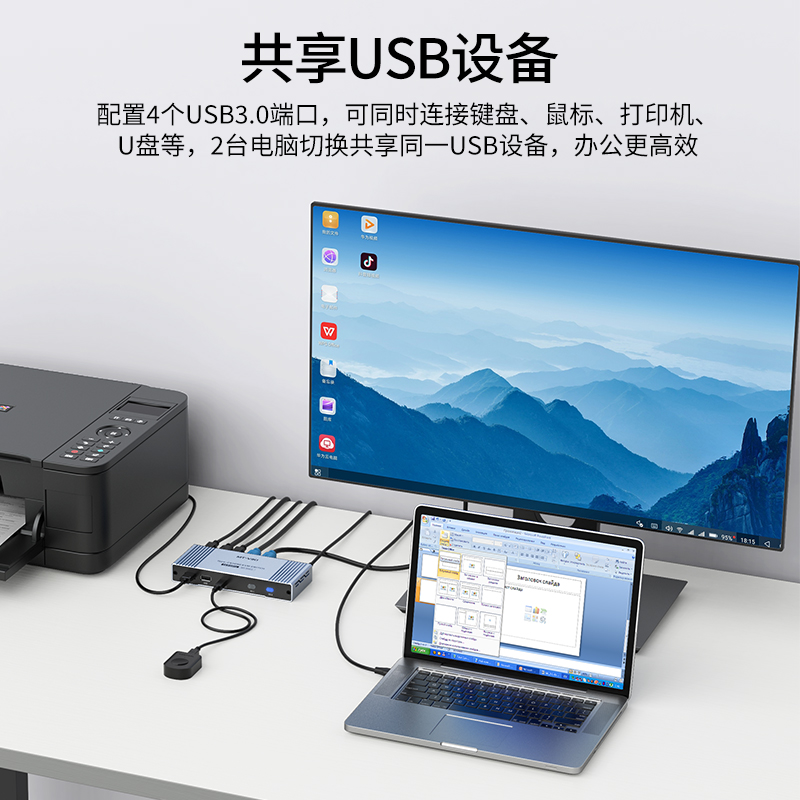 迈拓维矩 KVM切换器2口2进1出高清8K60Hz切屏器HDMI2.1版电脑显示器USB3.0键鼠共享器4口 MT-KH802-图2