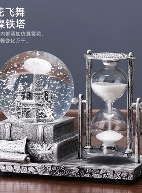 复古沙漏计时器水晶球八音盒桌面