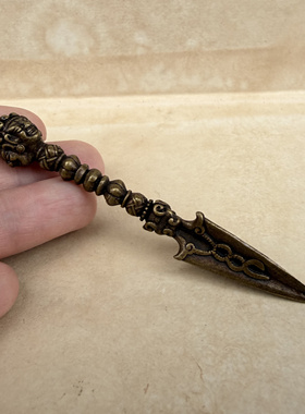 仿古藏式黄铜三面金刚杵普巴杵金刚橛吊坠挂件藏族特色挂件吊饰