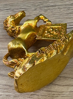 仿古铜器合金鎏金福马摆件茶宠迷你小铜器小玩意铜手工创意文玩