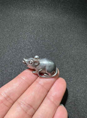 仿古实心天铁小老鼠摆件吐宝鼠小老鼠挂件迷你小鼠可爱铜老鼠收藏