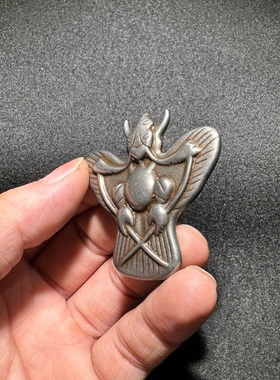 复古藏传精品老年份少见天铁大鹏鸟挂件金翅大鹏吊坠