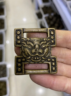 仿古藏式黄铜经书扣兽面财布扣藏式扣直播网红皮具装饰扣吊坠挂件