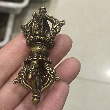 仿古藏式黄铜精工五股金刚降魔杵法器吊坠挂件文玩手串背云配饰