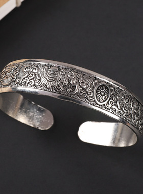 手工苗银民族风女手镯