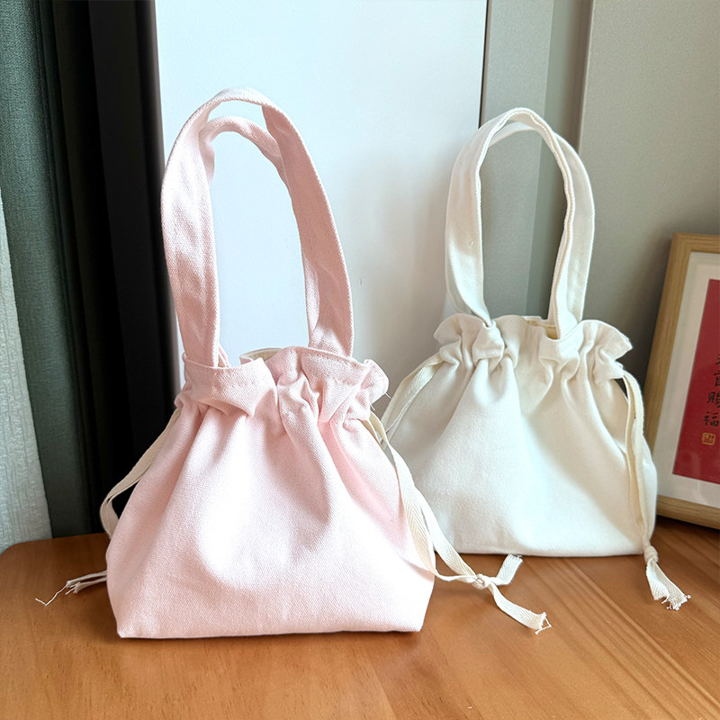 帆布袋手提马卡龙色日系清新手拎便当包小布袋简约妈咪包束口袋子,淘宝优惠券,粉丝福利购,淘宝优惠卷