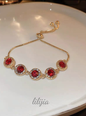 高级设计感彩色水晶水钻手链2024年新款潮时尚个性小众手镯首饰女