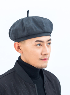 秋冬季男鸭舌薄款八角帽帽子