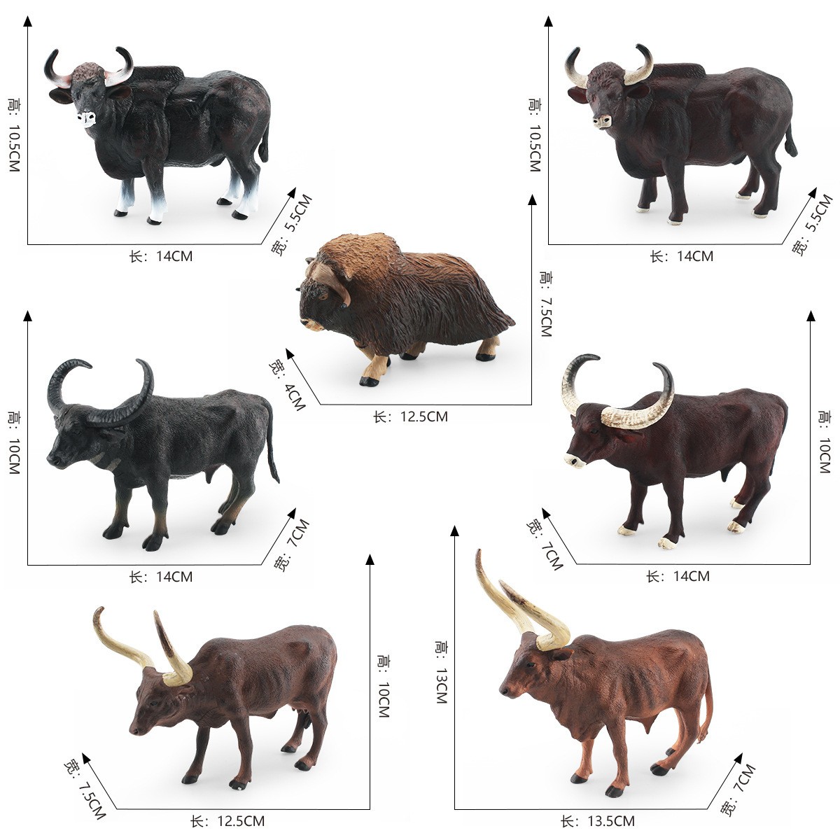 38种牛模型仿真实心安格斯公牛水牛黄牛牦牛野牛动物摆件儿童玩具 - 图2