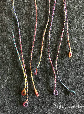 Odd One 手工编制南美蜡线配925纯银珠1mm极细端午五彩手绳手链