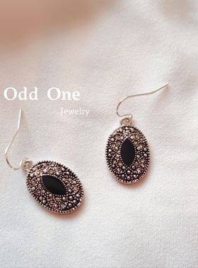 Odd One 时尚简约黑色做旧银色耳环耳饰