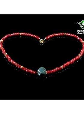 项链绿玛瑙琉璃项链不还价