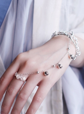 镀银手镯女银手环简约开口镯子银饰母亲节礼物