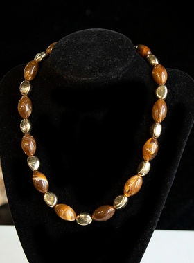 水舞D1163 美拉德风椭圆串珠新娘项链复古个性颈链高级感锁骨链