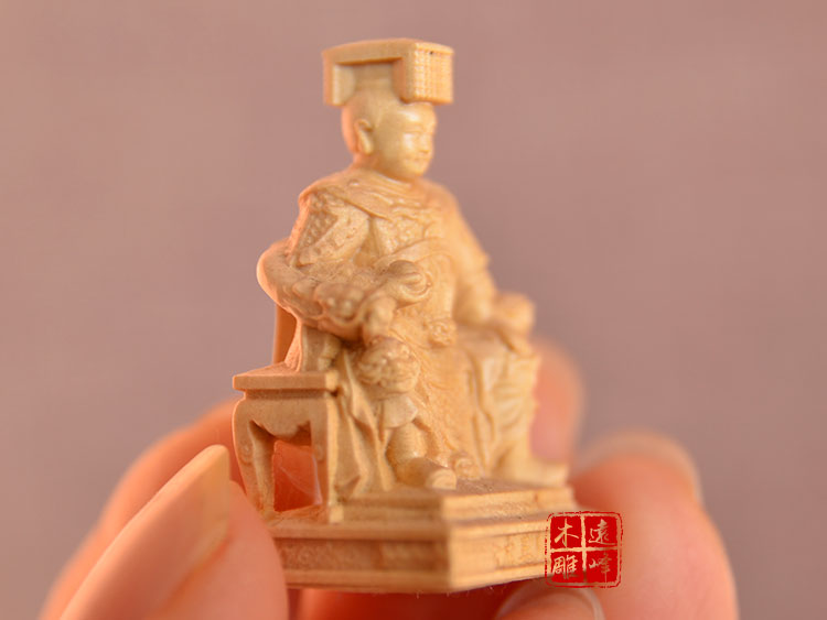 黄杨木雕实木雕刻神像微雕一寸玉皇三太子精雕工艺品摆件 - 图1