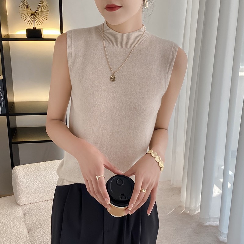 一线成衣100%纯羊毛衫女半高领无袖背心宽松羊绒衫打底衫上衣,淘宝优惠券,粉丝福利购,淘宝优惠卷