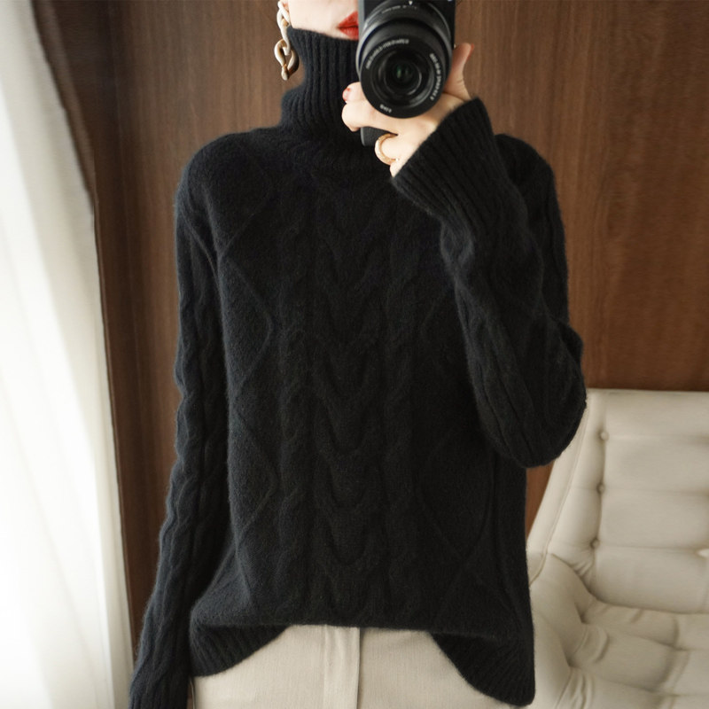 25秋冬新款100%纯羊毛衫女高领麻花加厚慵懒风套头长袖针织羊绒衫,淘宝优惠券,粉丝福利购,淘宝优惠卷