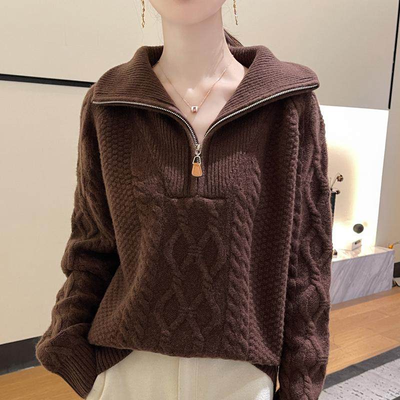 重磅加厚半开领100%纯羊毛衫女高领绞花针织衫毛衣宽松羊绒打底衫,淘宝优惠券,粉丝福利购,淘宝优惠卷