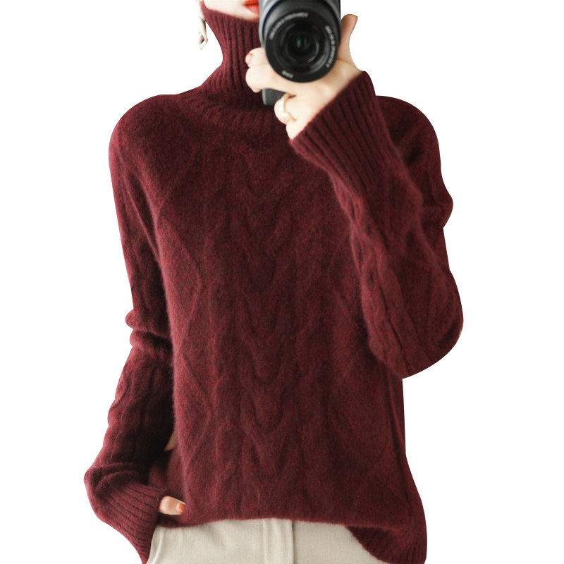 25秋冬新款100%纯羊毛衫女高领麻花加厚慵懒风套头长袖针织羊绒衫,淘宝优惠券,粉丝福利购,淘宝优惠卷