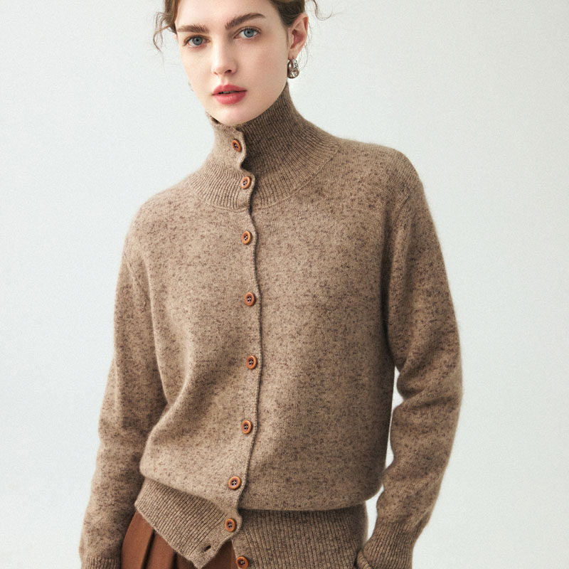 老钱风高领山羊绒开衫女高领花纱加厚针织外套毛衣宽松羊绒衫上衣,淘宝优惠券,粉丝福利购,淘宝优惠卷