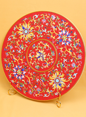 诗翼陶瓷装饰摆件中式珐琅彩磁盘