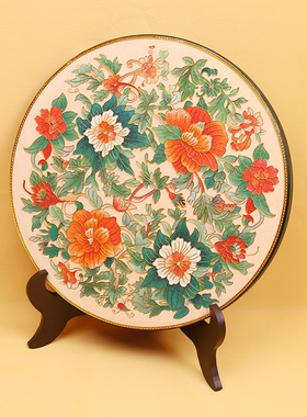 手工景泰蓝掐丝团花桌面碳盘欧式