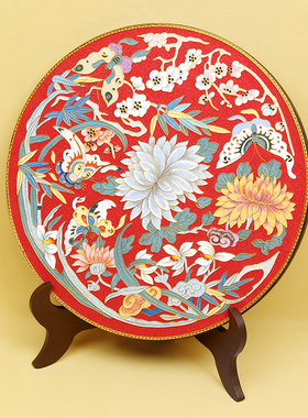 桌面礼品景泰蓝客厅玄关坐盘福寿