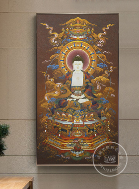 掐丝珐琅画西藏唐卡三宝佛之阿弥陀佛玄关大堂佛堂景泰蓝手工挂画