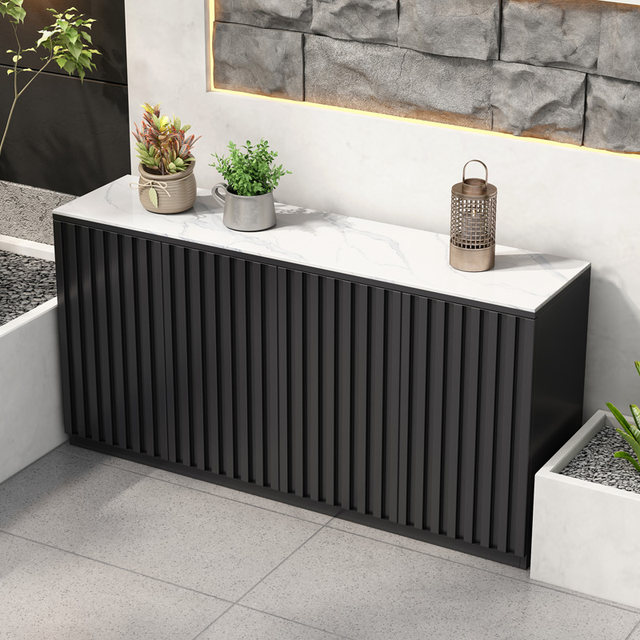Outdoor all-aluminum alloy grille storage cabinet waterproof sun protection courtyard garden balcony storage cabinet outdoor operation table