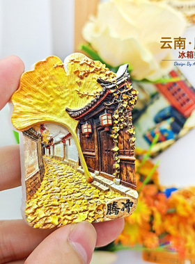 云南腾冲固东银杏村秋季集市冰箱贴立体磁性贴旅行伴手礼礼物