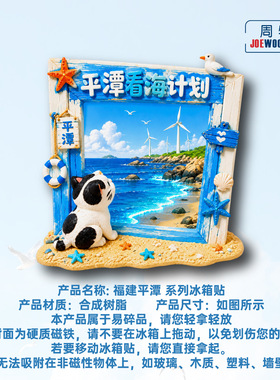 福建平潭海景相框花猫冰箱贴立体磁性贴旅行伴手礼礼物家居装饰贴
