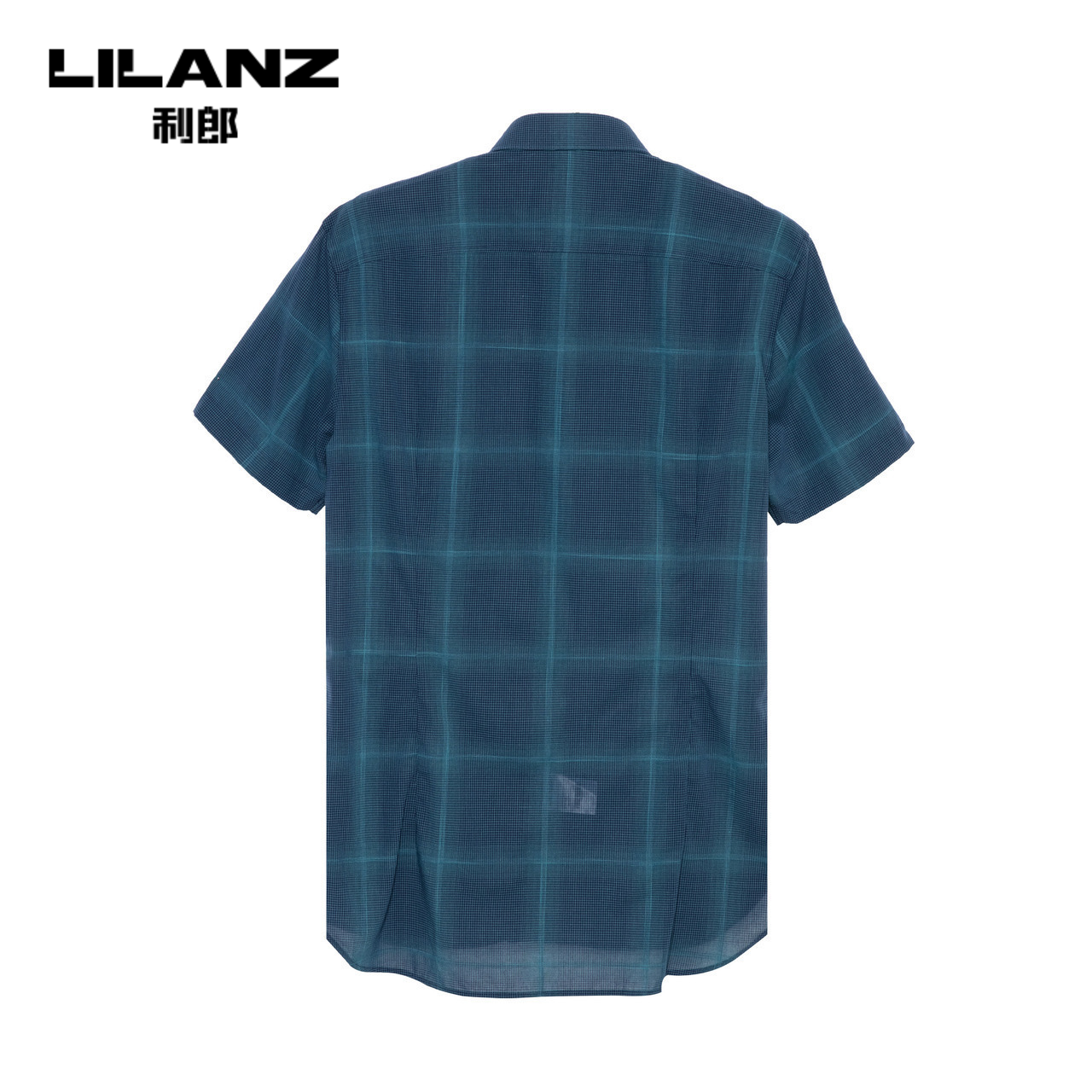 利郎旗舰店短袖男士纯棉格子衬衫 利郎衬衫