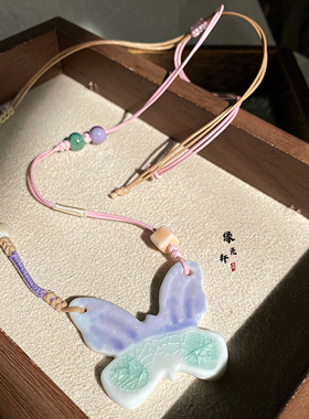 花&蝴蝶·手工陶瓷项链森系复古可爱女礼物古风手链首饰小众可爱