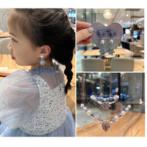Outlet Orders Children Ice-Snow Chic Edge Necklace Bracelet Suit Little Girl Pearl Matching Ear Clip Birthday Present