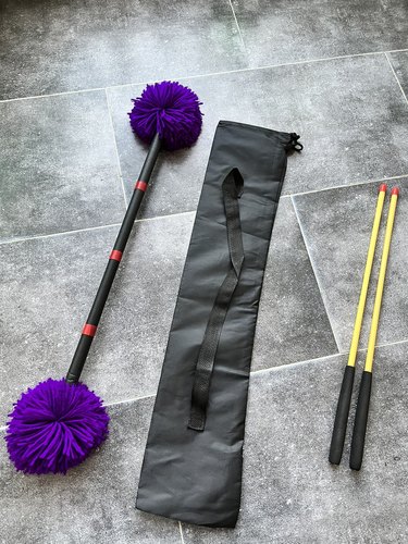 长60厘米紫色毛线头花棍成人初学打花棍一整套老北京健身花棍深紫-图1