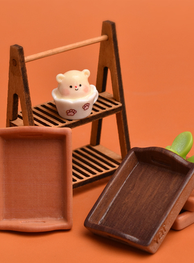YQT仿真木纹餐盘diy树脂配件娃屋dollhouse微缩迷你厨房食玩配件
