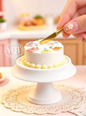 迷你蛋糕托盘娃娃屋3D收纳甜品台过家家食玩萌粒陈列展示架套装