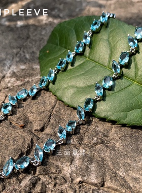 可以拆成两条手链的颈链choker项链/绝美不规则纯净海蓝宝水滴
