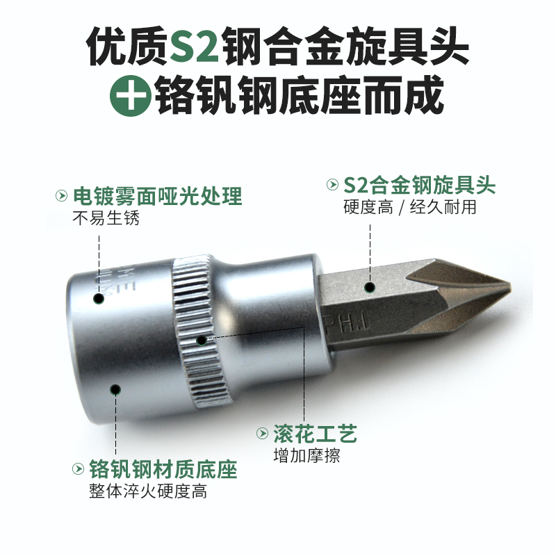 1/4小飞内六角压批套筒S2花型T30十字棘轮扭力扳手旋具头1.5-10MM - 图0