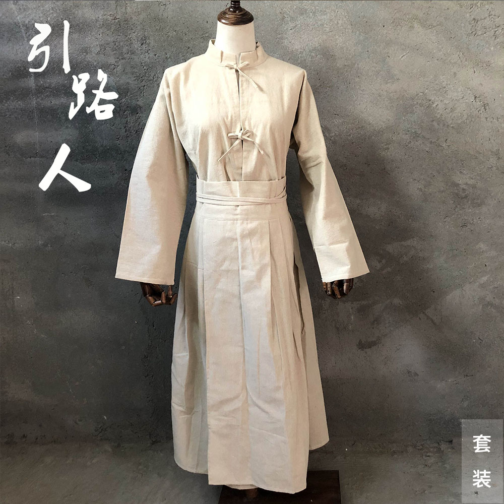 孝衣丧服套装女麻衣丧事衣服对襟系带亚麻孝衣出殡衣服白事用品 - 图0