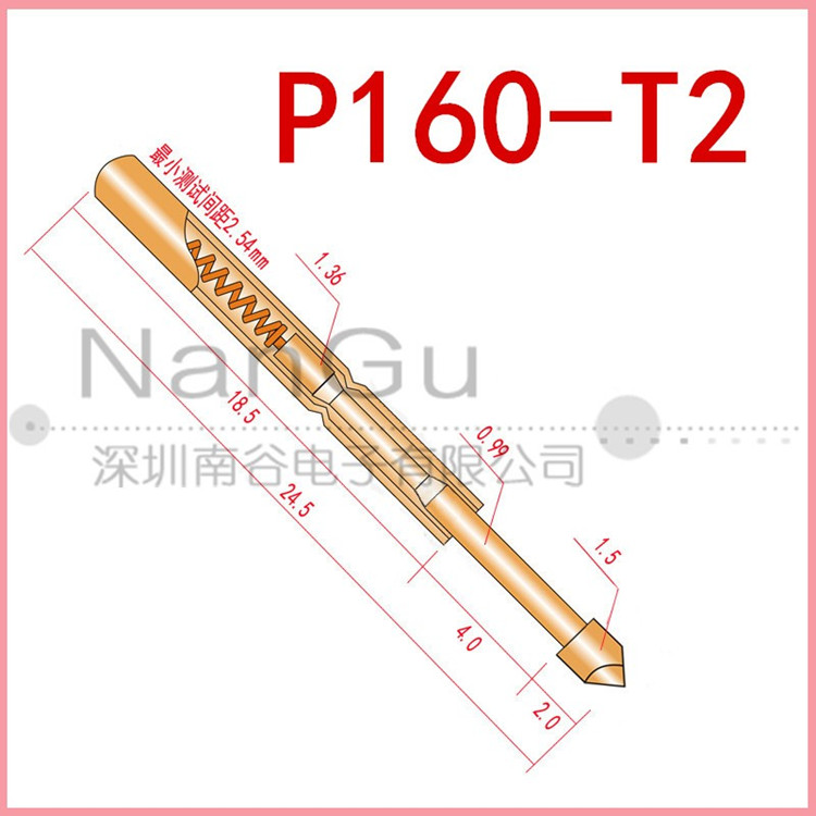 台湾镀金 P160-T2/PA160-T2 1.5mm菱形尖头 1.36mm PCB测试探针-图2