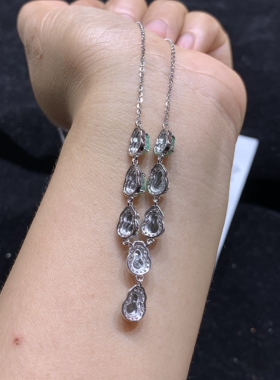 s925银镶天然缅料A货翡翠冰种阳绿葫芦项链