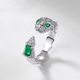 New personalized spirit snake cultivation color treasure set S925 silver inlaid cultivation emerald snake-shaped necklace ring for women